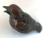 Bronze Baby Bird (Sparrow) Life Size Sculpture - Beak Open by Sculptor Alan Glasby - Open Edition