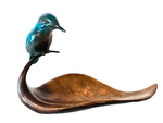 Bronze Kingfisher on Leaf by Sculptor Andrew Glasby